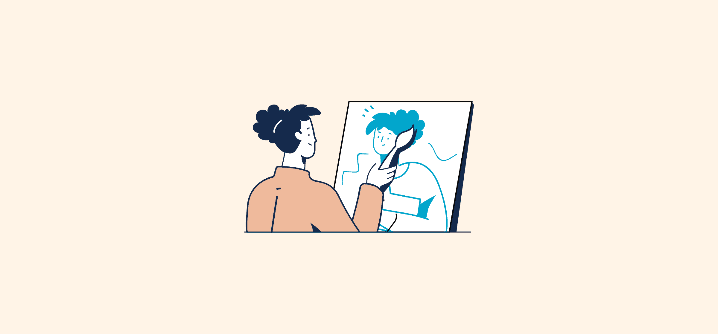 A person painting a self-portrait, representing the project management process.