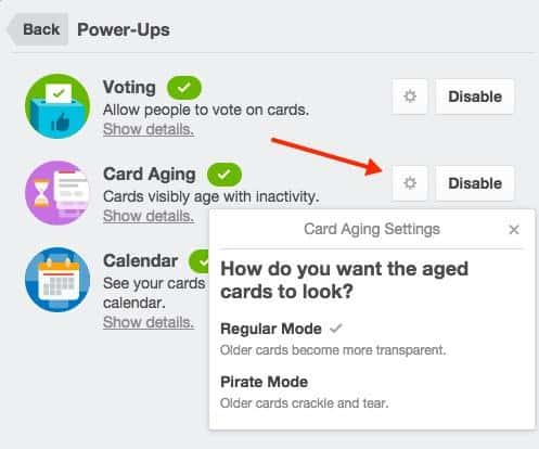 Card Aging Power-Up settings