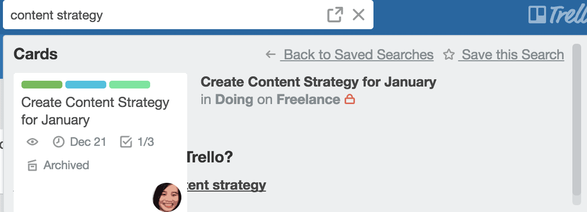 Searching archived Trello cards