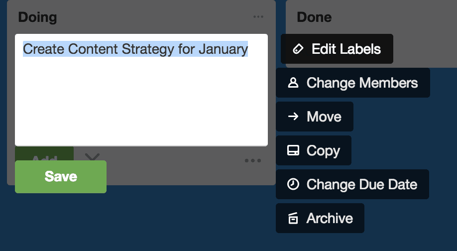 Label creation in Trello