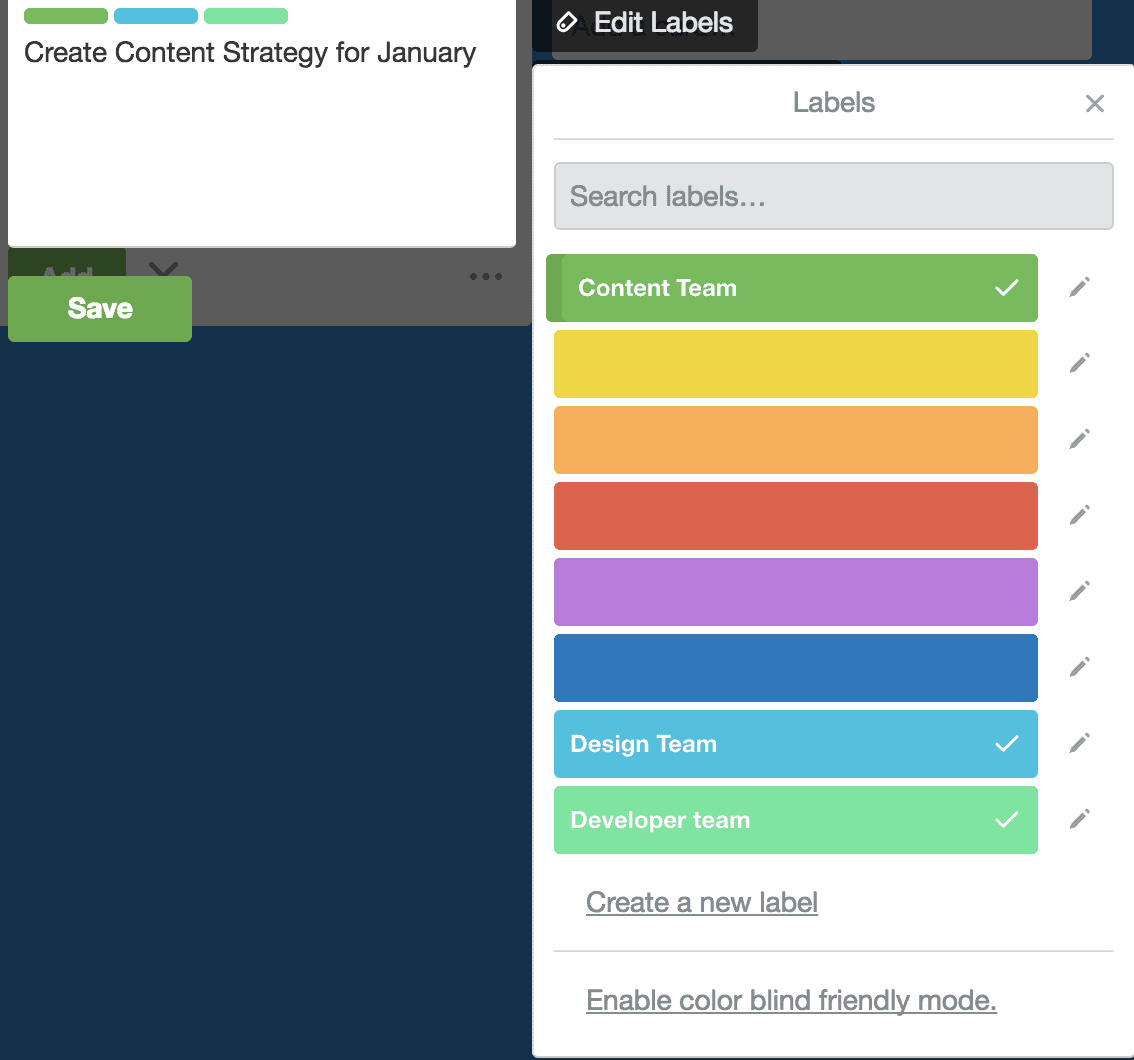 Label color options