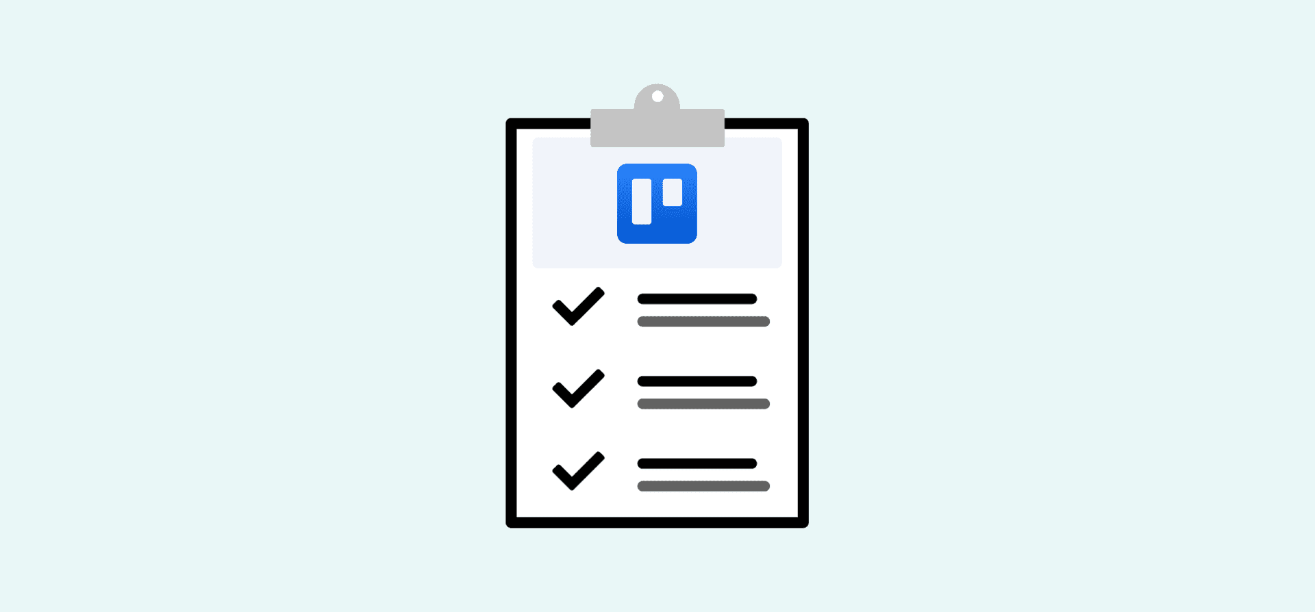 A checklist with the Trello logo, representing project management.