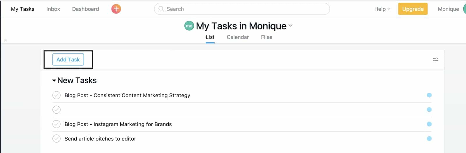 Asana "Add Task" - option 1