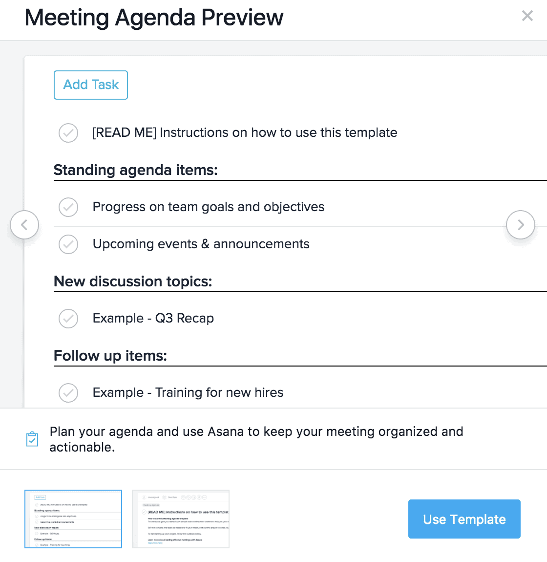 Using Asana templates