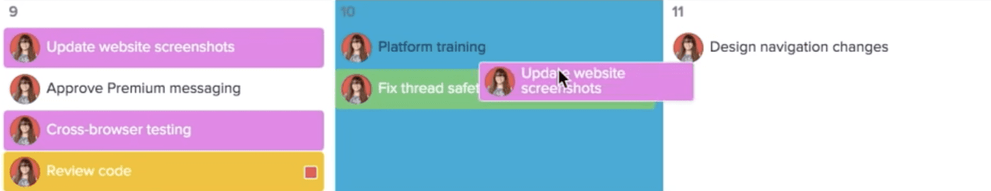 Drag and drop to change a task's due date