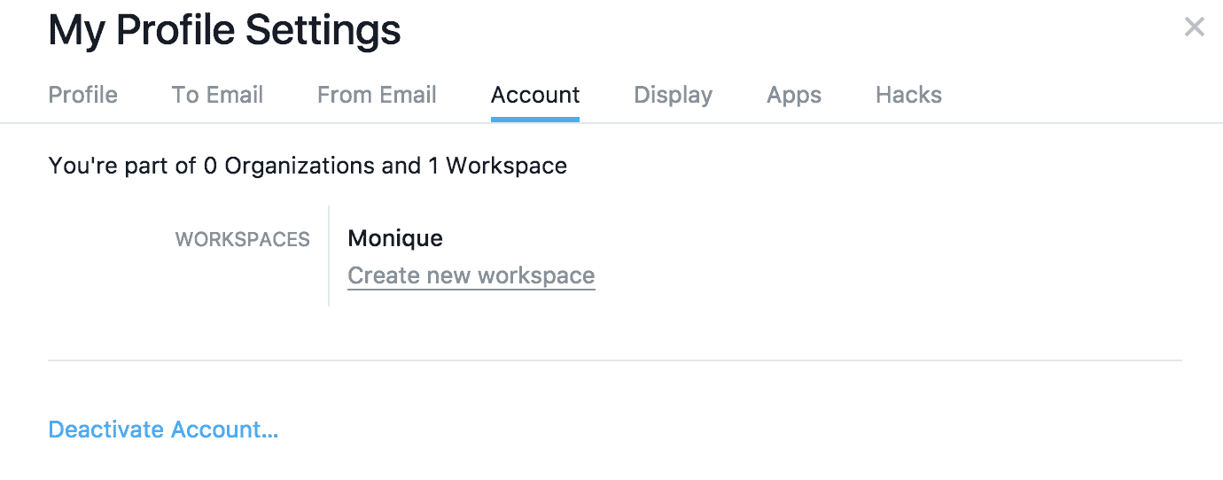 Creating a new Asana Workspace