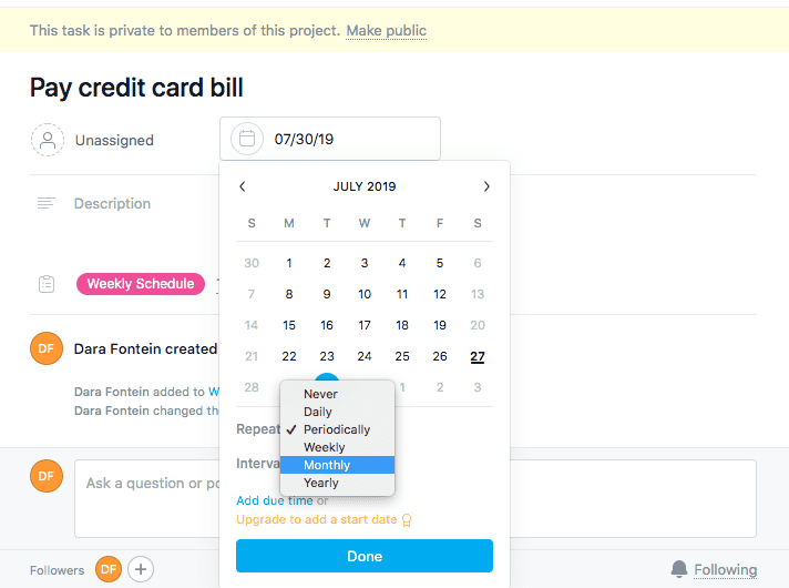 Credit card bill task