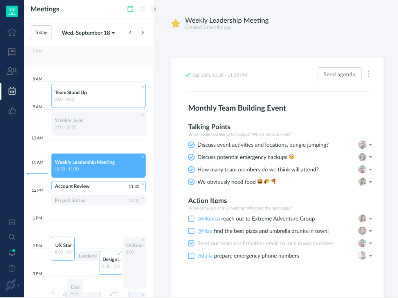 A screenshot of Fellow, a remote work tool for handling meetings.