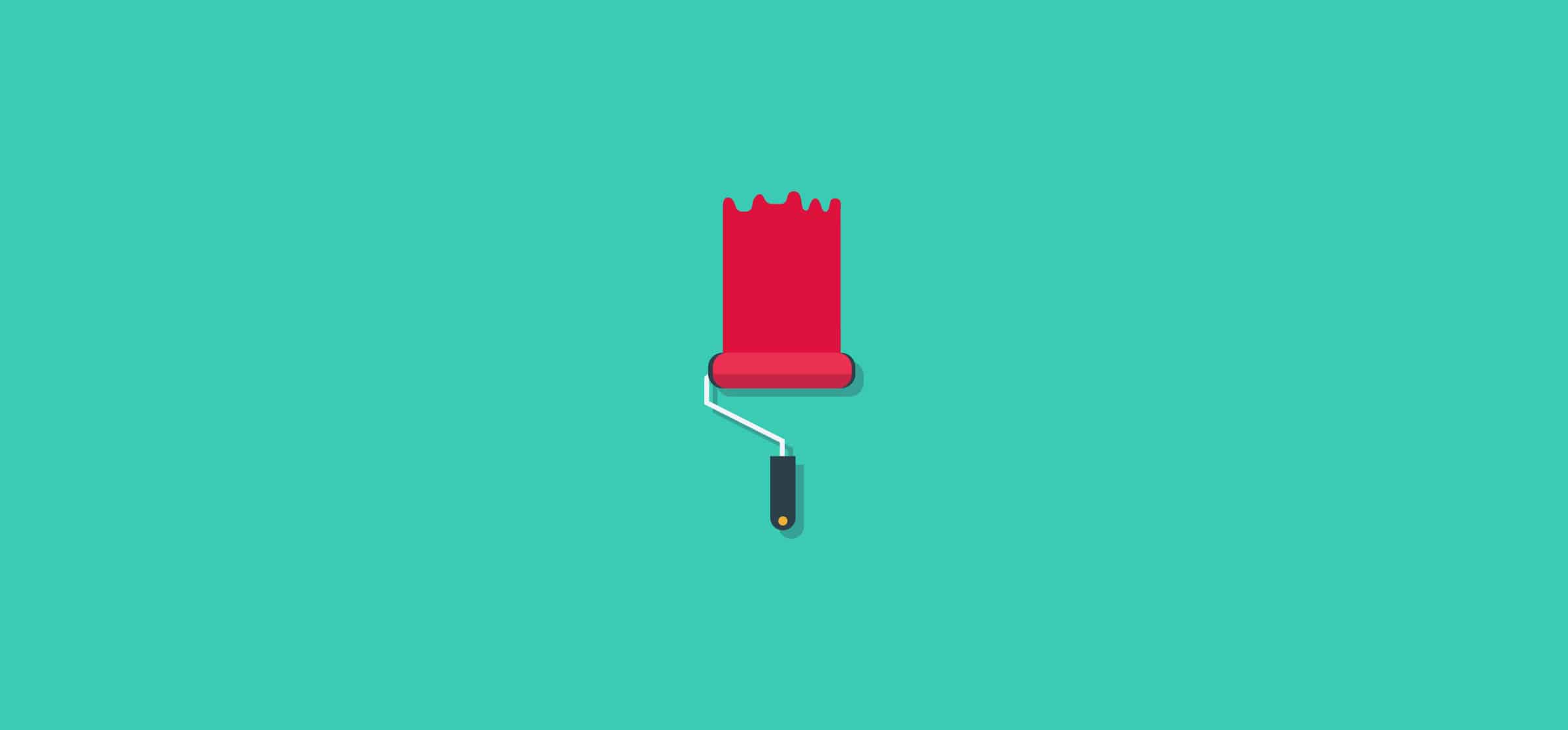 A paint roller rolling red paint onto a green background, representing the product backlog.