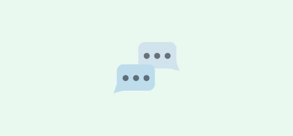An illustration of speech bubbles, representing an interview on product manager certification