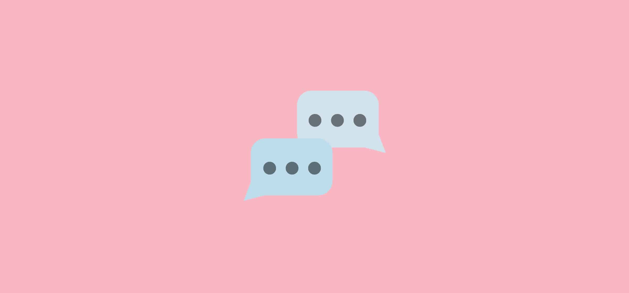 A pair of chat bubbles, representing an interview on product manager jobs