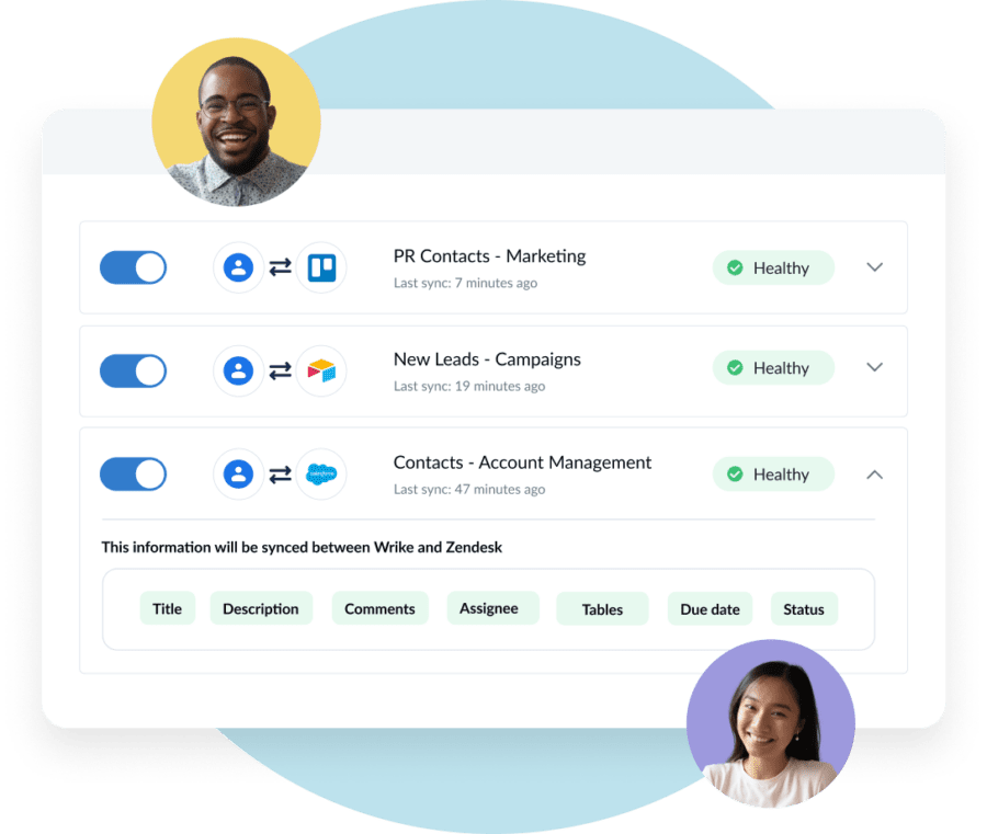 Example workflows with 2-way Google Contacts integrations