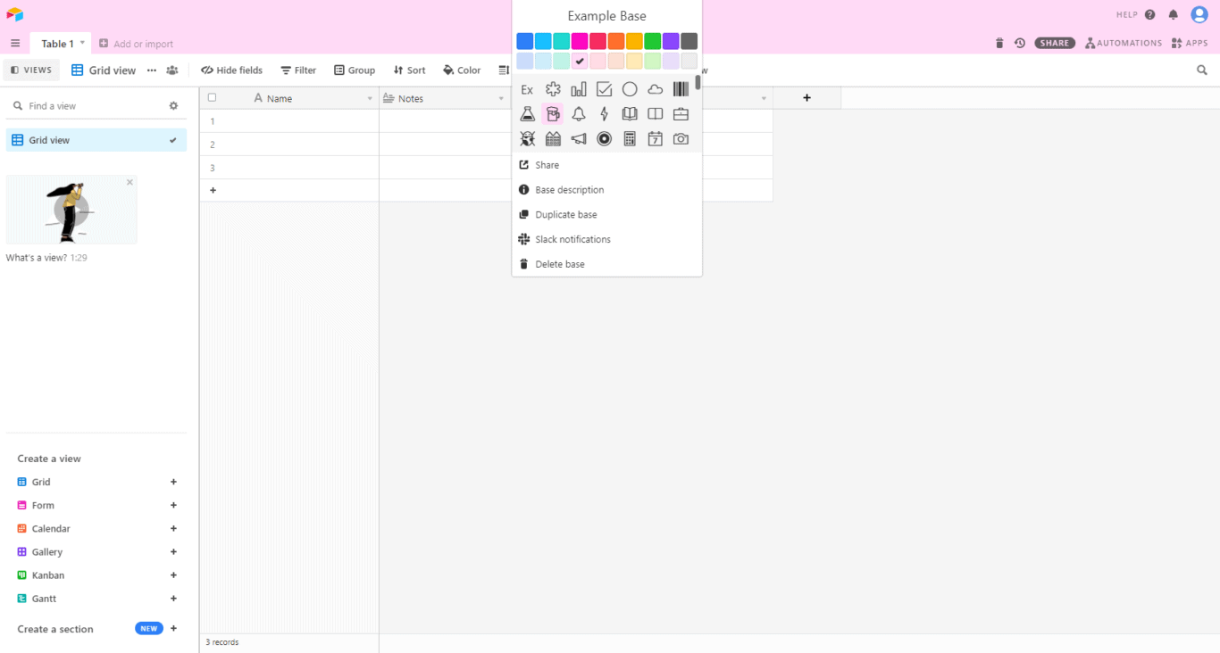 Create Your First Base in Airtable