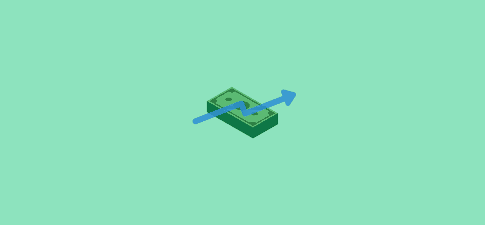 A stack of money with a graph line going up, representing sales managers