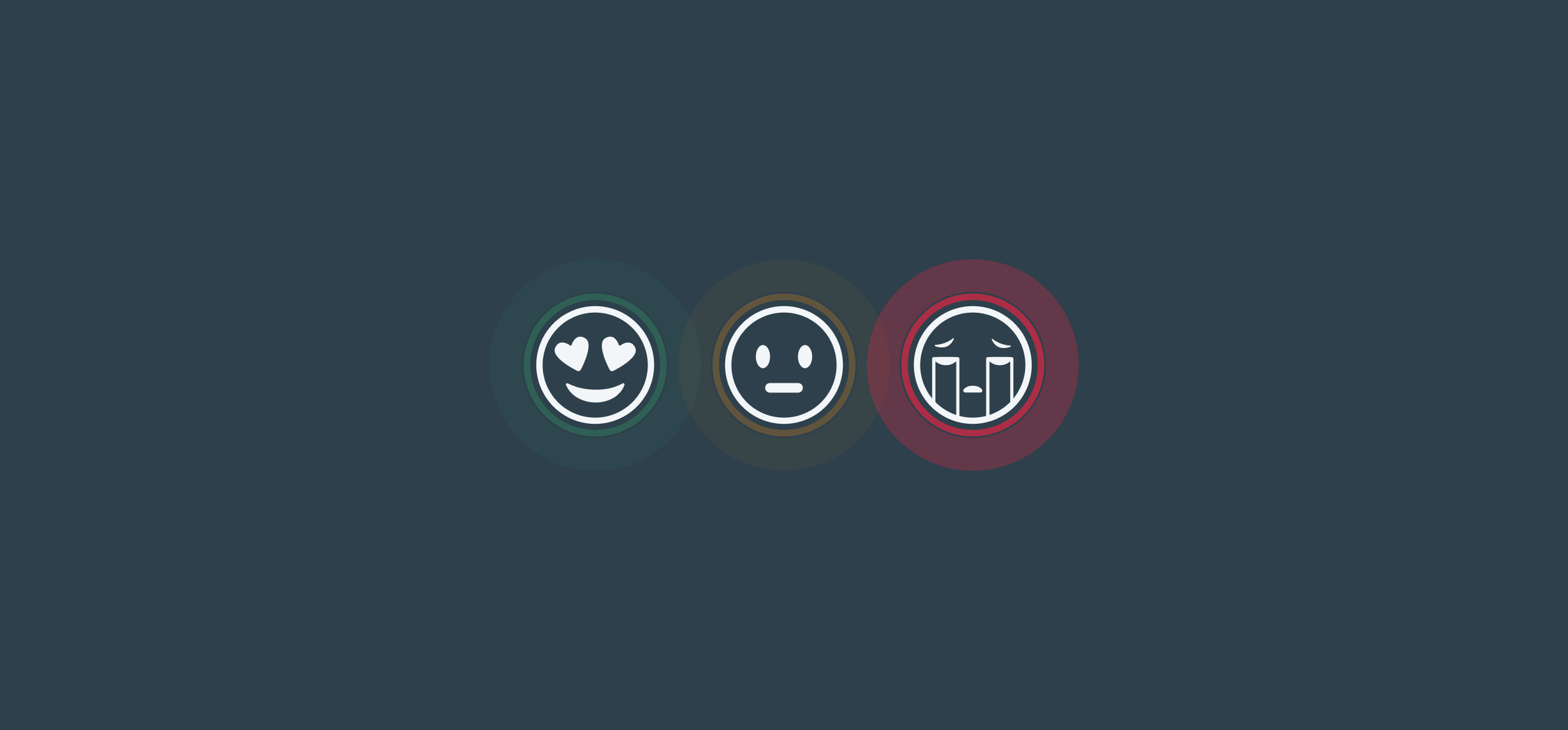 A heart eyes emoji, blank face emoji, and crying emoji, representing customer churn