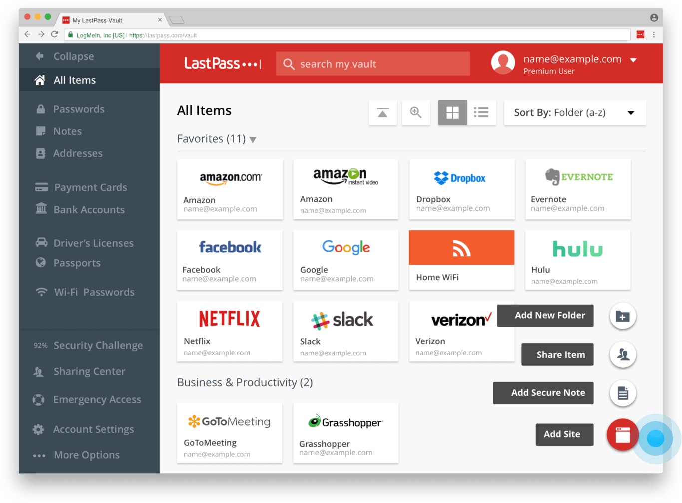 A screenshot of LastPass, a remote work tool for password management.