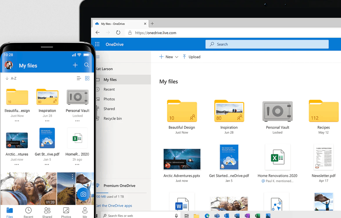 A screenshot of OneDrive, a remote work tool for cloud storage.