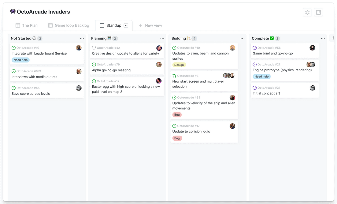 As screenshot of GitHub project management in action.