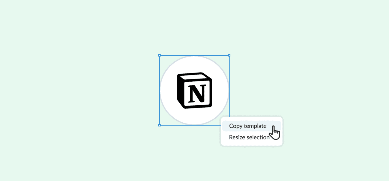 The Notion logo, overlaid with a right-click menu that says "Copy Template."
