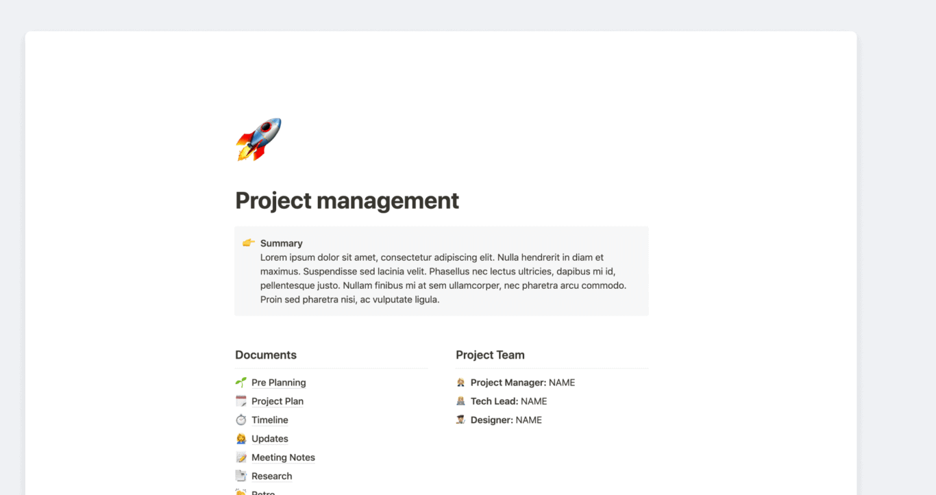 notion project management template