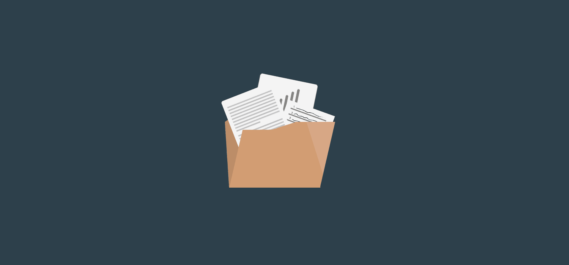 A folder holding three sheets of paper representing project management reports