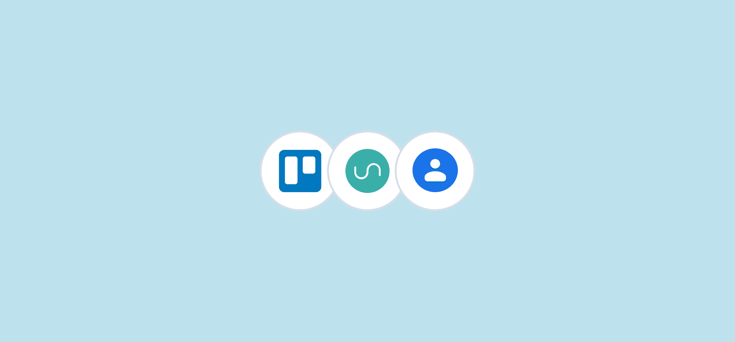 Logos for Trello, Unito, and Google Contacts, representing the Trello CRM use case.