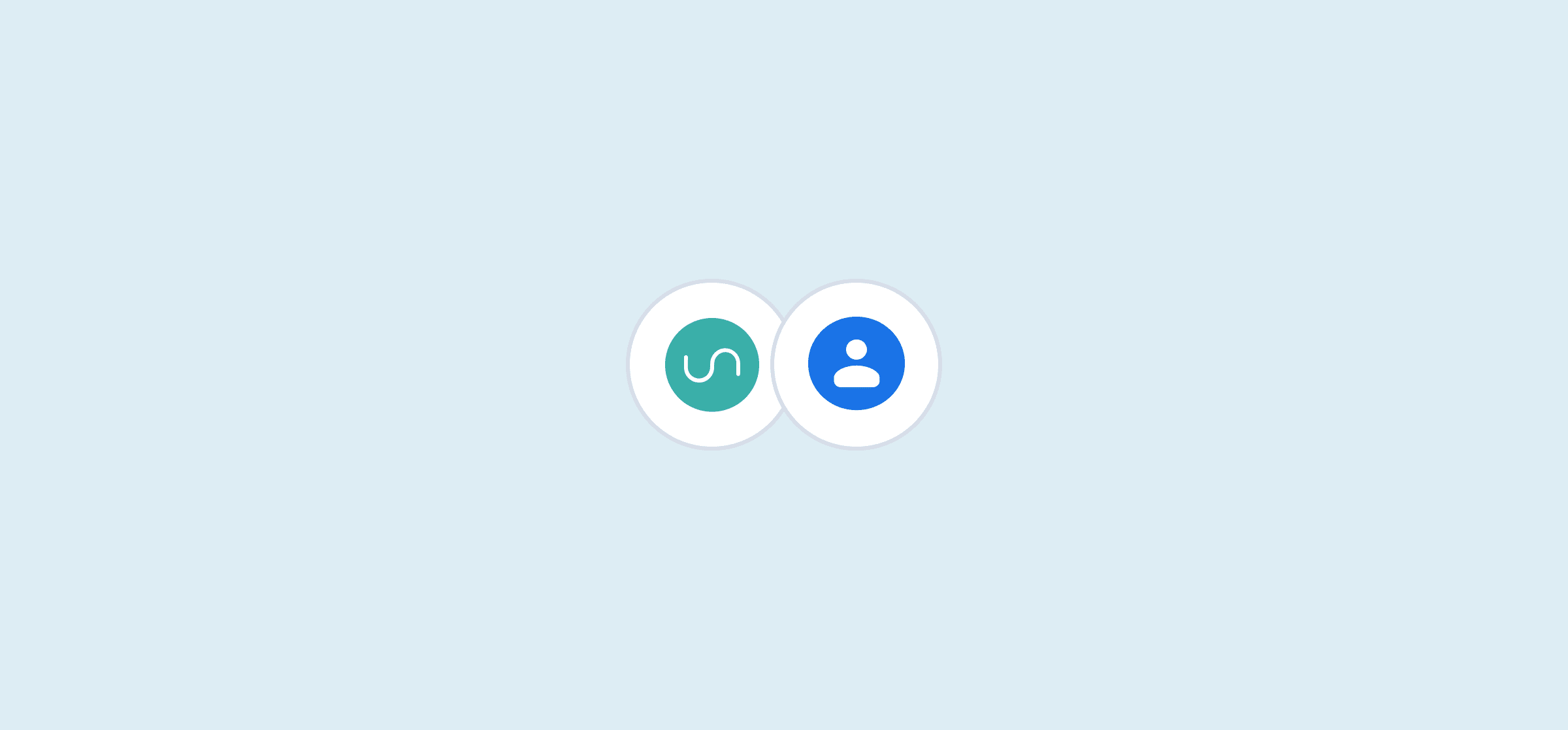 Logos for Unito and Google Contacts, representing Unito's use case for Google Contacts and Notion.