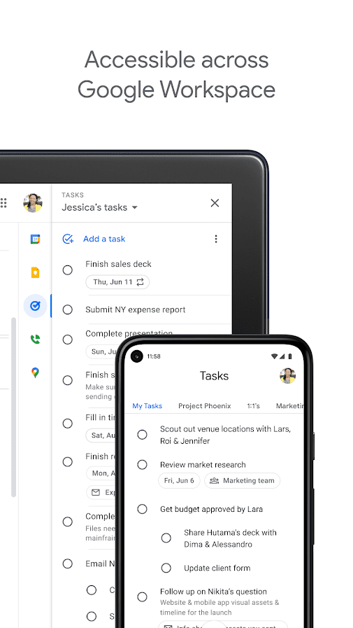 A screenshot of Google Tasks, a to-do list app