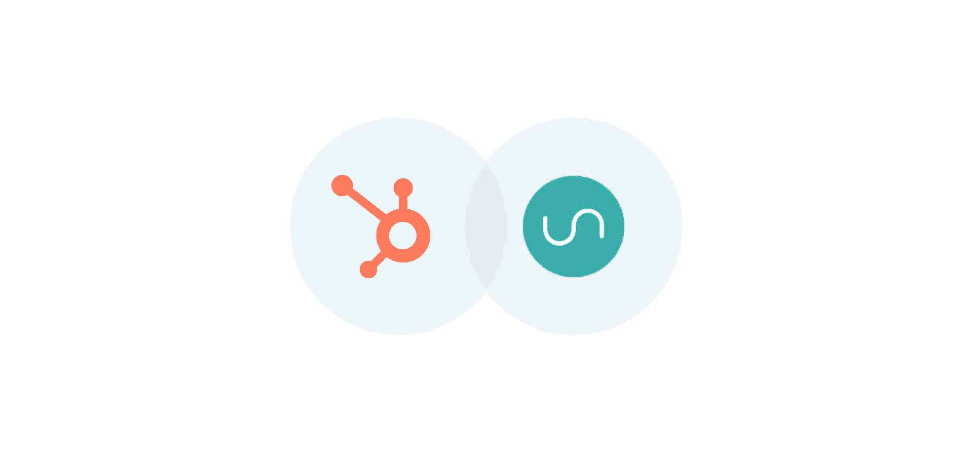 Logos for HubSpot and Unito, representing Unito's new HubSpot Deals integration