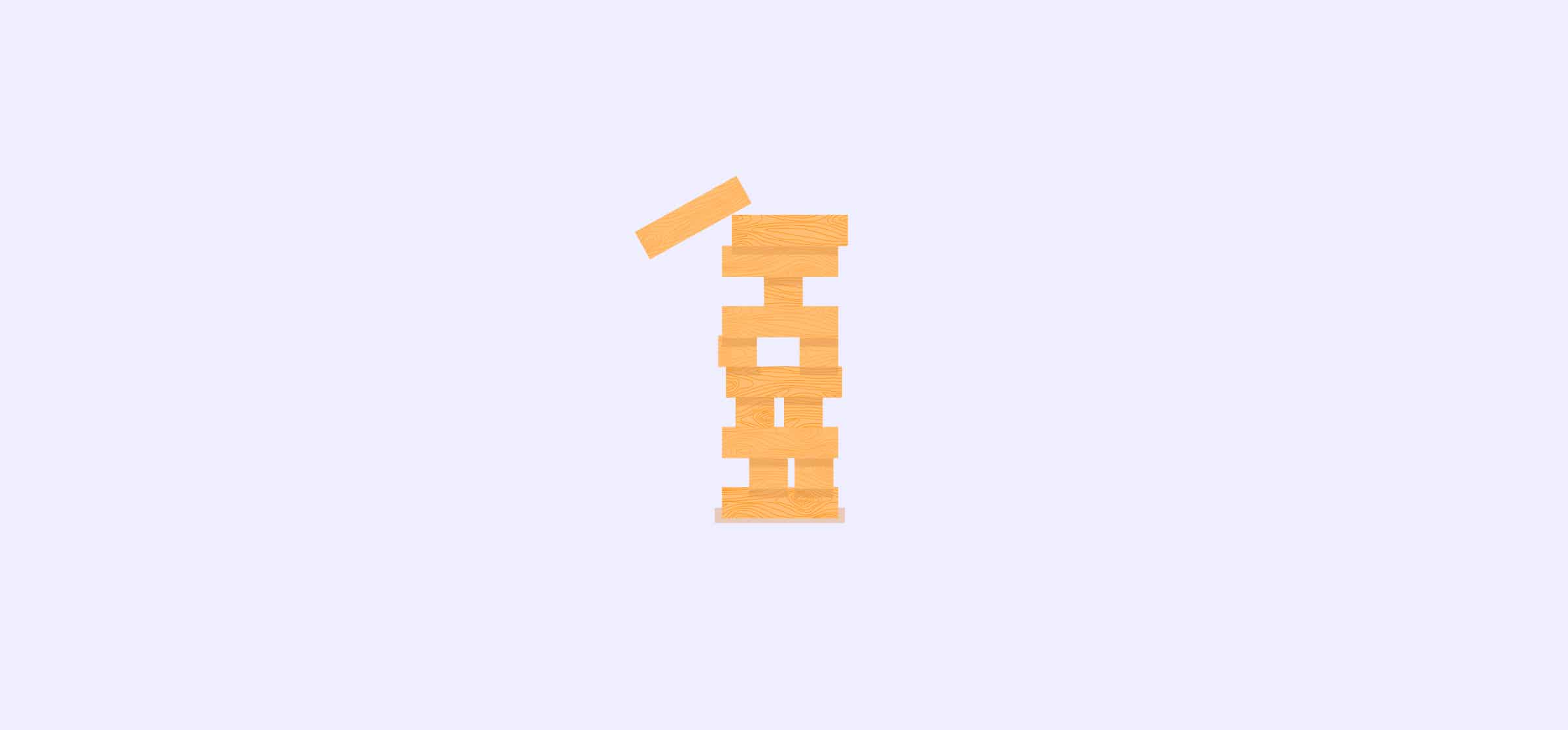 A jenga tower with a block falling off, representing risk reports.
