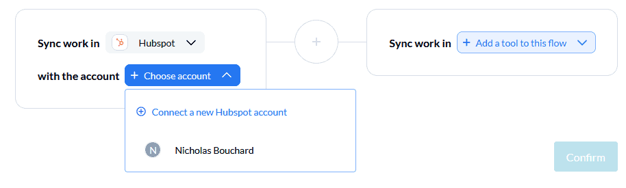 A screenshot of adding a HubSpot account to Unito.