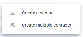 A screenshot of the create contact popup menu.