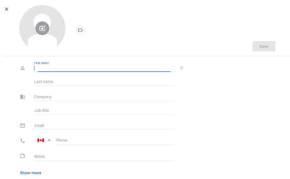 A screenshot of a Google contact.
