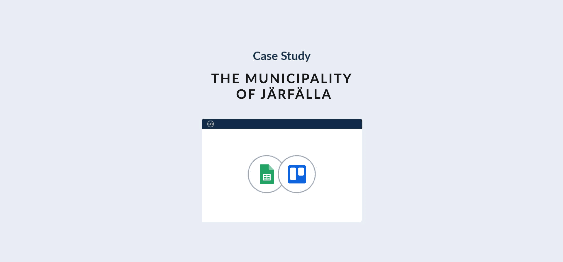 Logos for google sheets, Trello, and the municipality of Jarfalla, representing the case study.