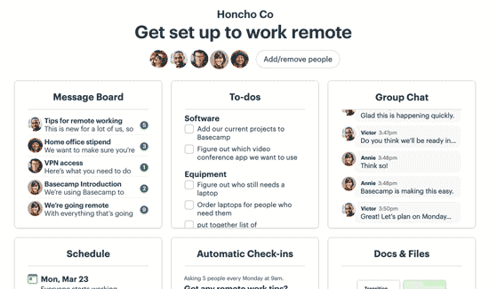 A screenshot of Basecamp, a project management app.