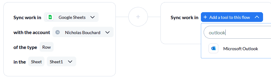 A screenshot of Unito's tool connection, for the Google Sheet CRM use case.