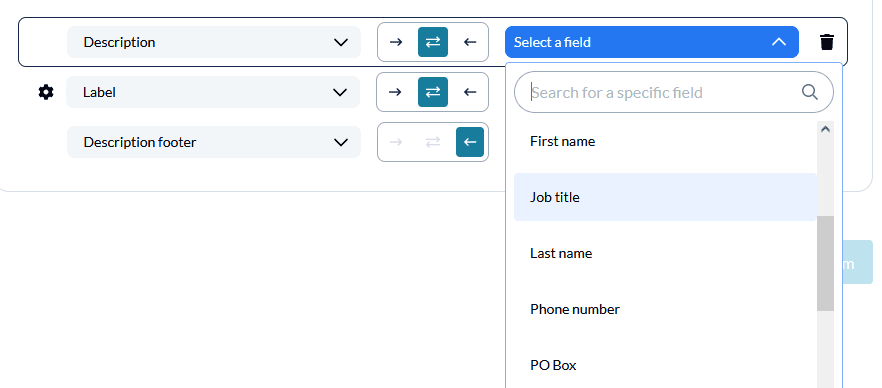 Screenshot of syncing fields in Airtable