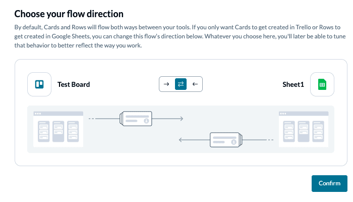 Set a Flow Direction between Trello and Google Sheets
