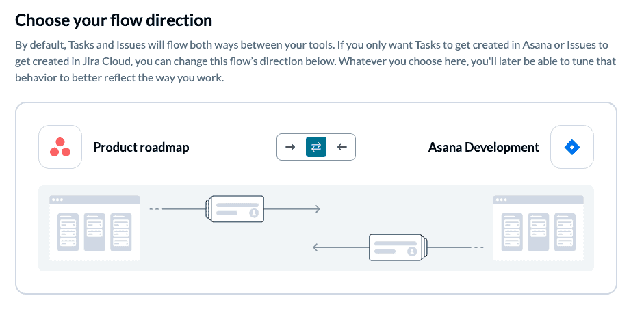 Set a two-way flow direction between Jira and Asana Unito sync