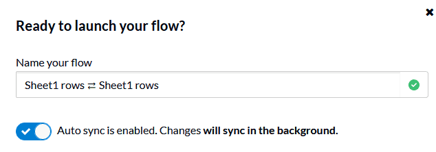 A screenshot of the launch screen for a flow that will convert Microsoft Excel spreadsheets to Google Sheets.