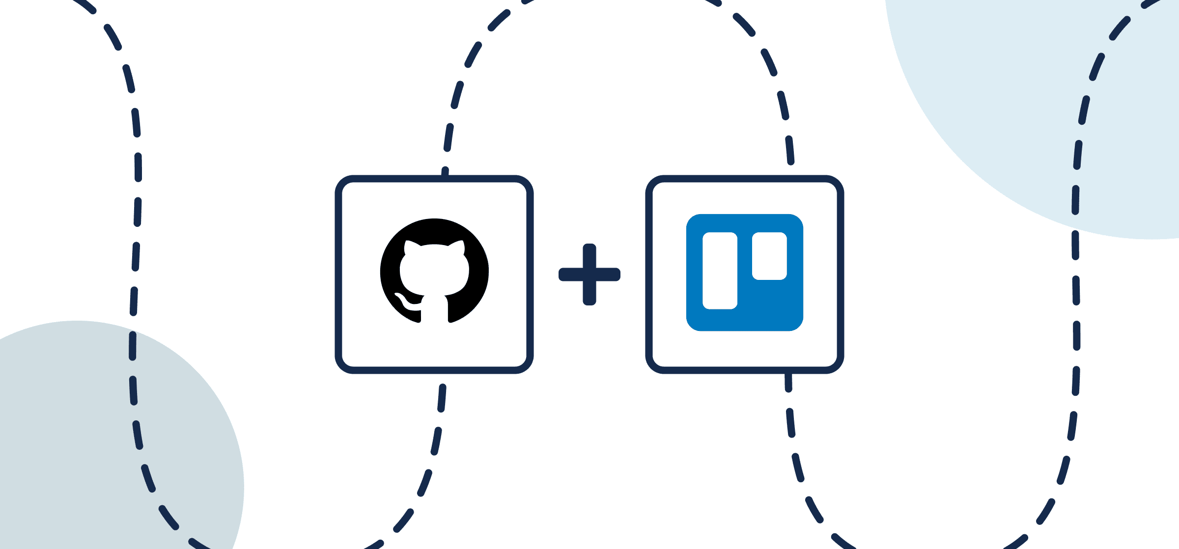 Featured image illustrating a step-by-step guide on syncing GitHub issues to Trello cards using Unito, depicted by the connected logos of GitHub and Trello through circles and dotted lines.