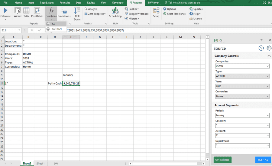 Infor F9: For financial reports