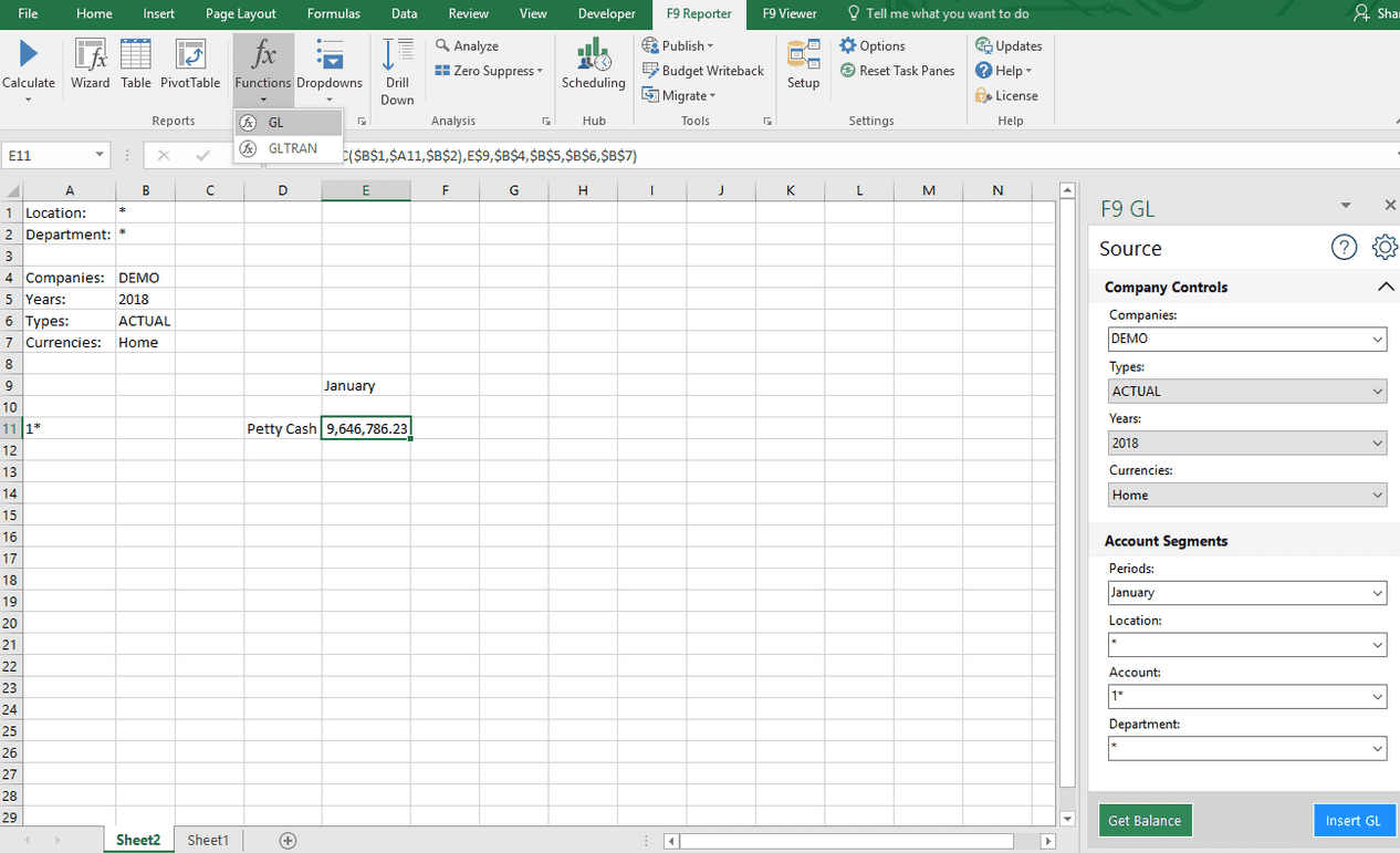 F9, an Excel add-in for financial reporting.