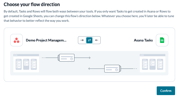 Asana Google Sheets Flow Direction