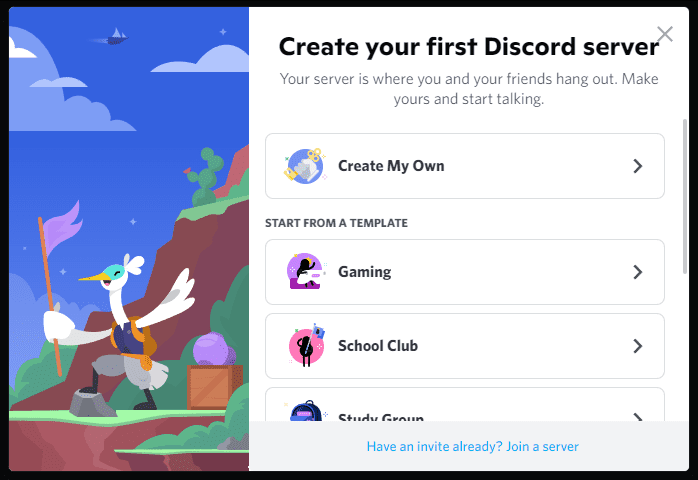 create a discord server