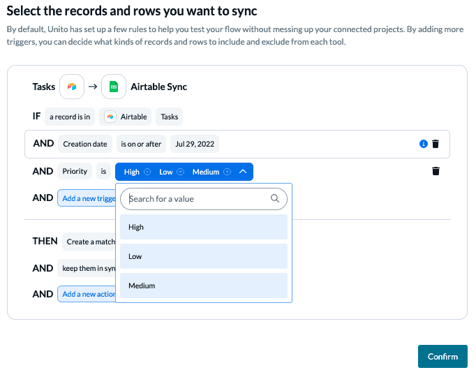 Filtering Airtable records by priority to Google Sheets
