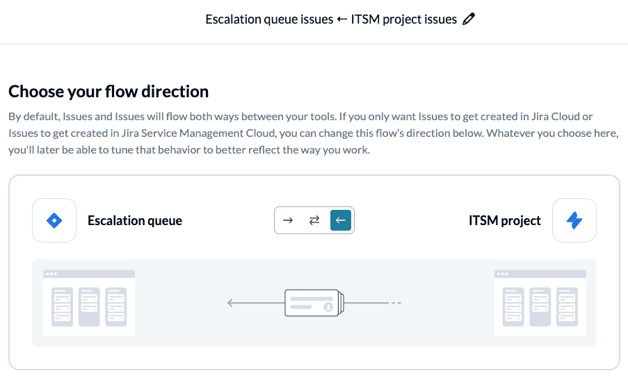 Pick a flow direction between Jira and JSM
