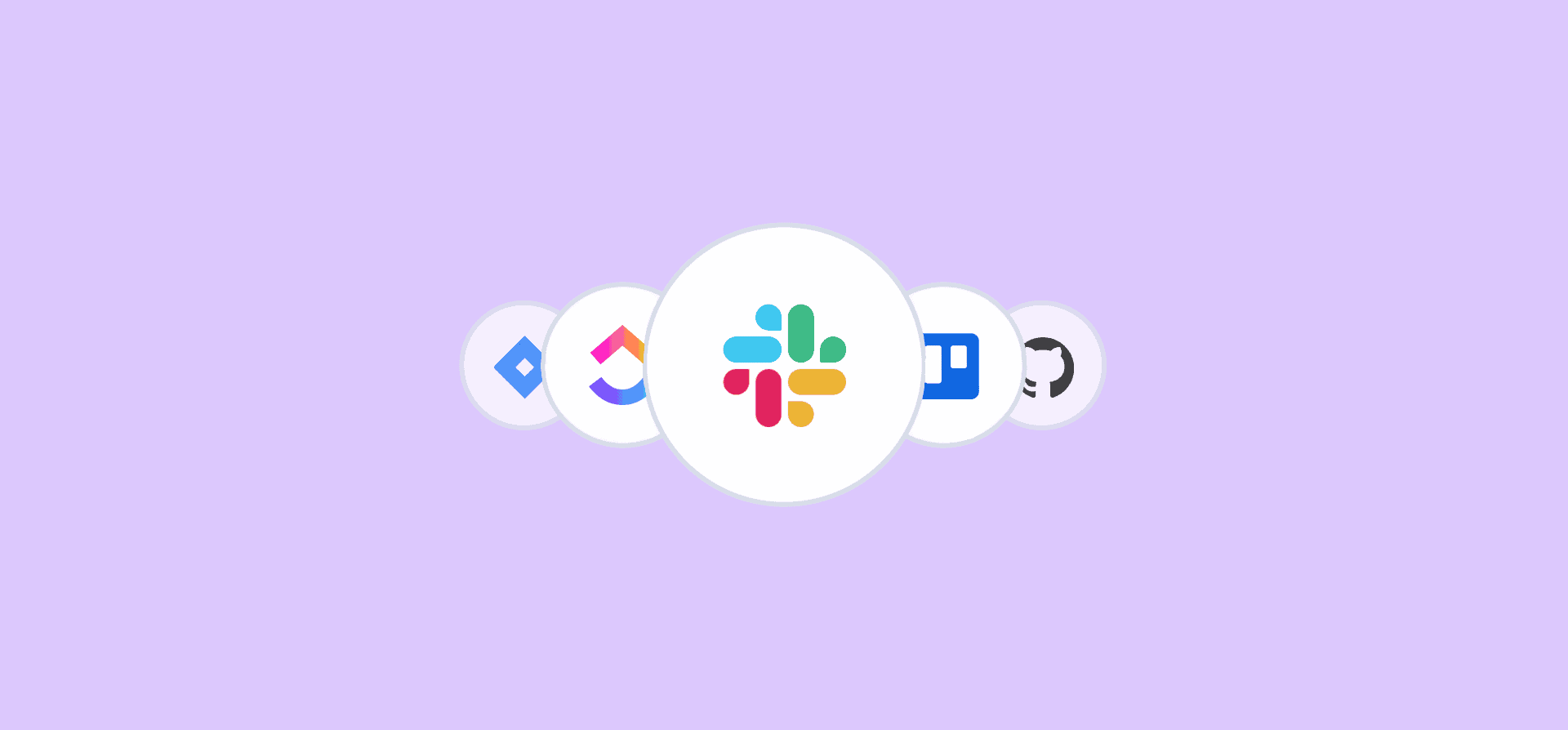 Logos for Slack and other work tools, representing the Slack workflow builder blog post