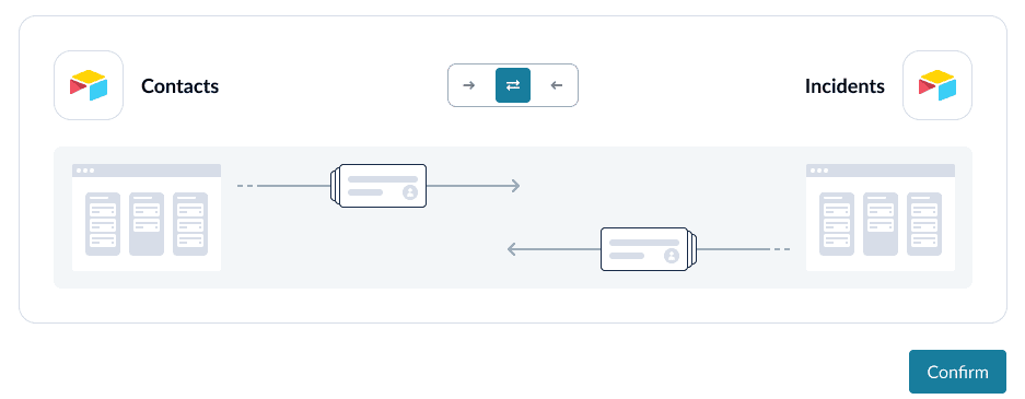 A screenshot of Unito's flow direction selection.