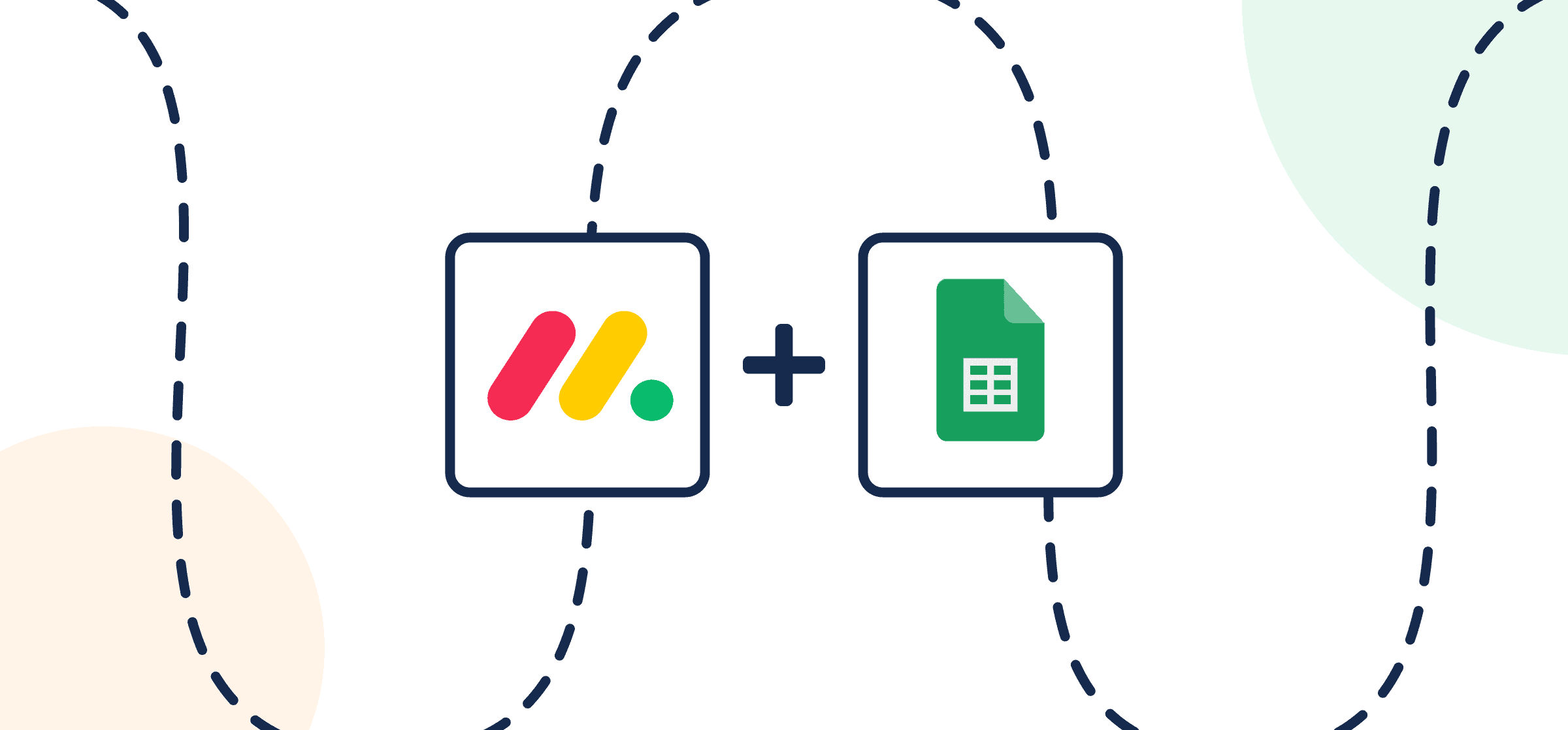 Featured image with Logos for monday.com and Google Sheets, representing Unito's guide to syncing monday.com tasks to a Google Sheets spreadsheet with a 2-way integration.